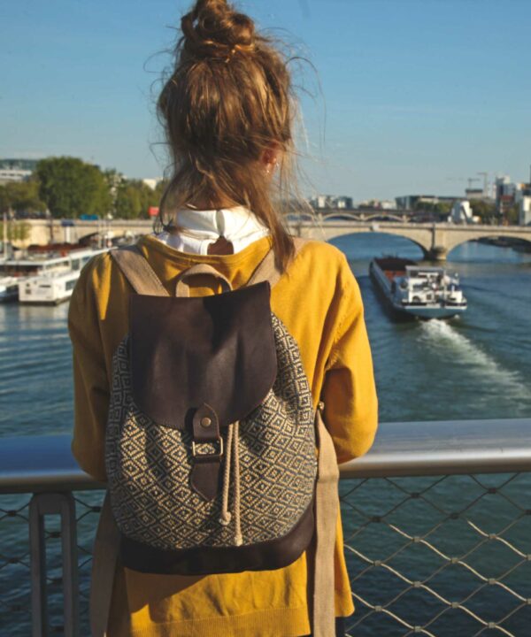 Sac à dos femme fait-main jute & cuir - POTLA