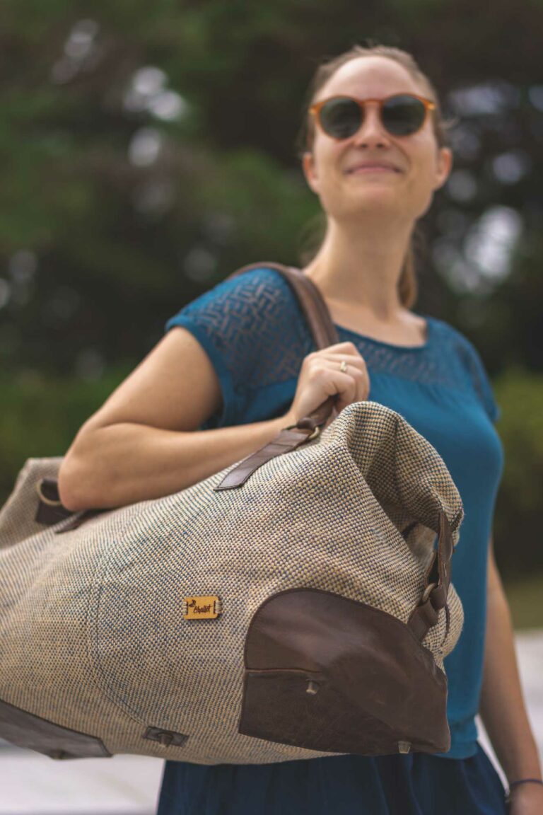 Sac à dos femme en toile de jute et cuir fait-main - POTLA - Bhallot