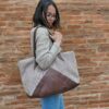 Sac à main cabas BLEU CUIR