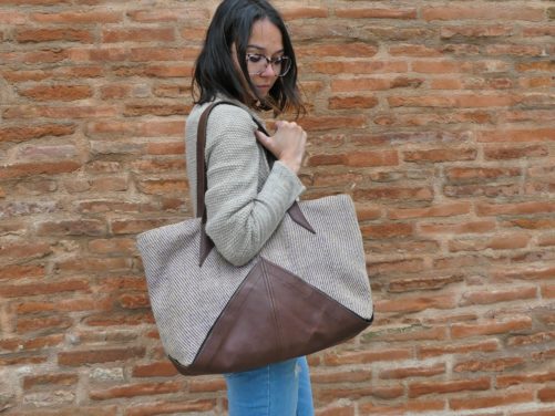 Sac à main cabas BLEU CUIR