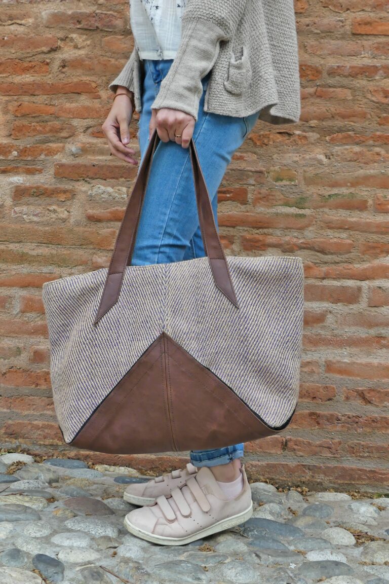 Sac à main cabas BLEU CUIR