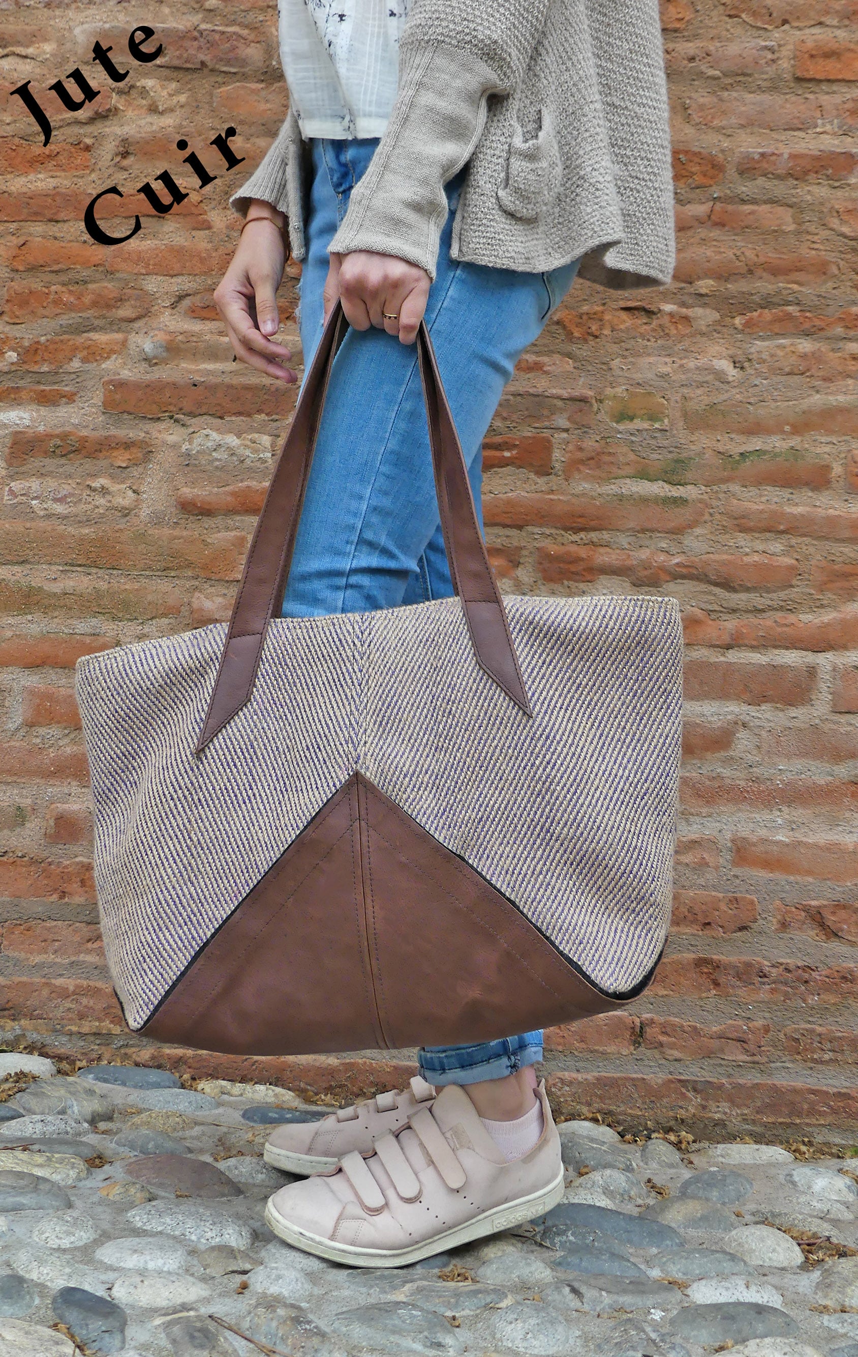 Sac à main cabas BLEU CUIR