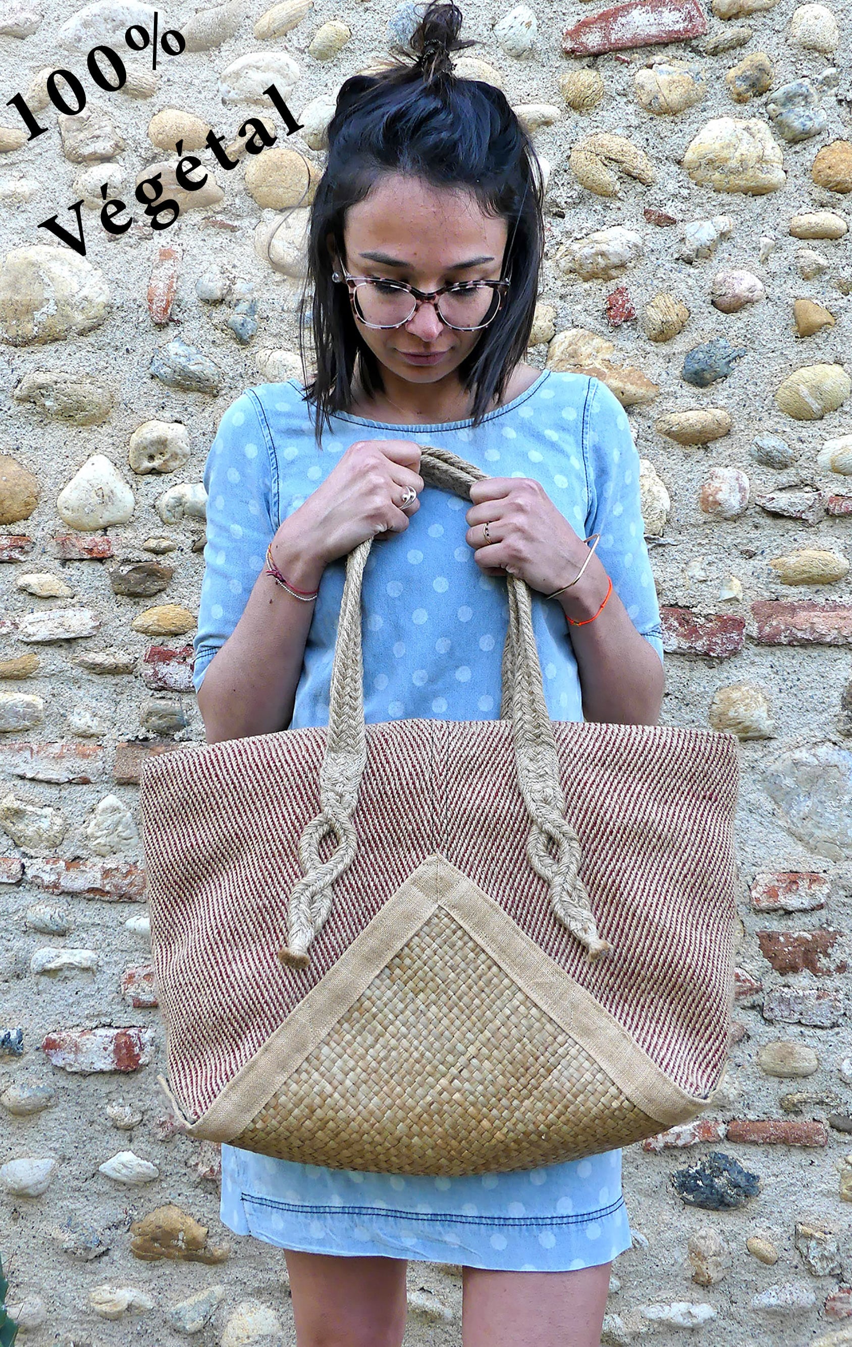 Sac à main cabas rouge 100% végétal
