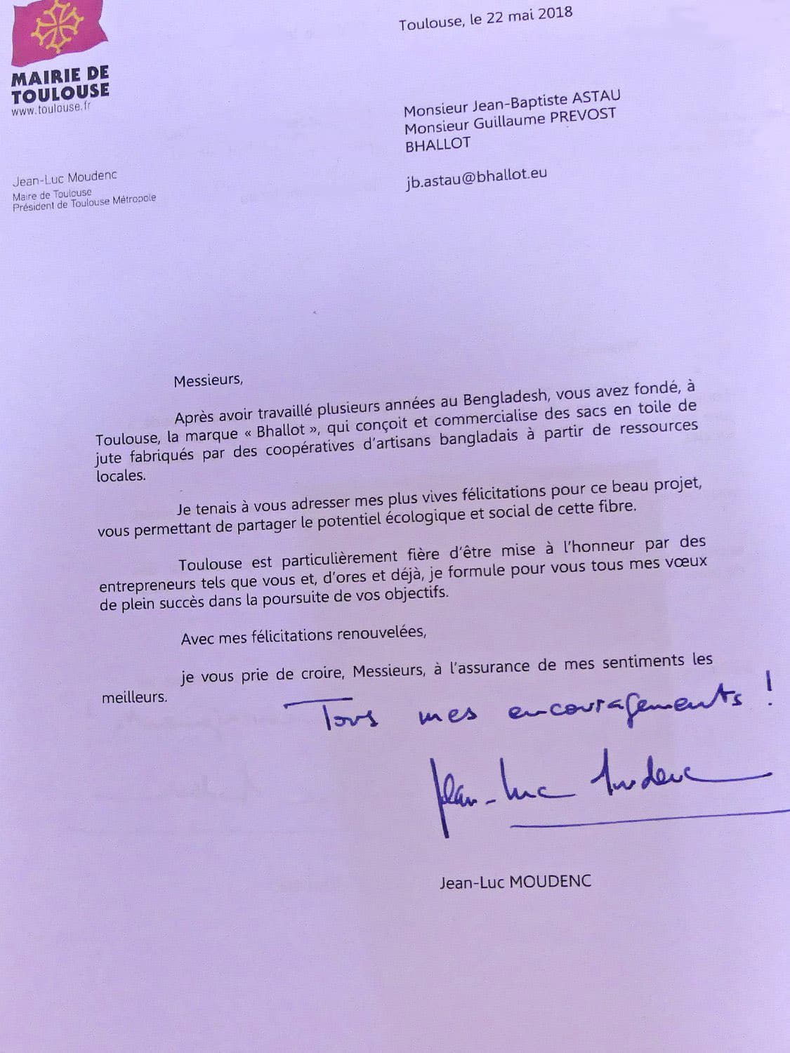 lettre du maire de Toulouse