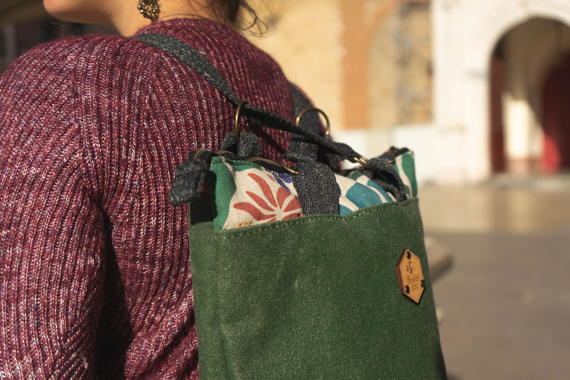 Sac à main Sac à dos convertible en lin Made in france Bhallot