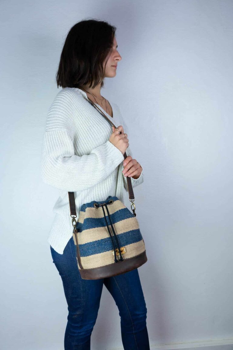 Sac seau naturel bleu - PATCHA