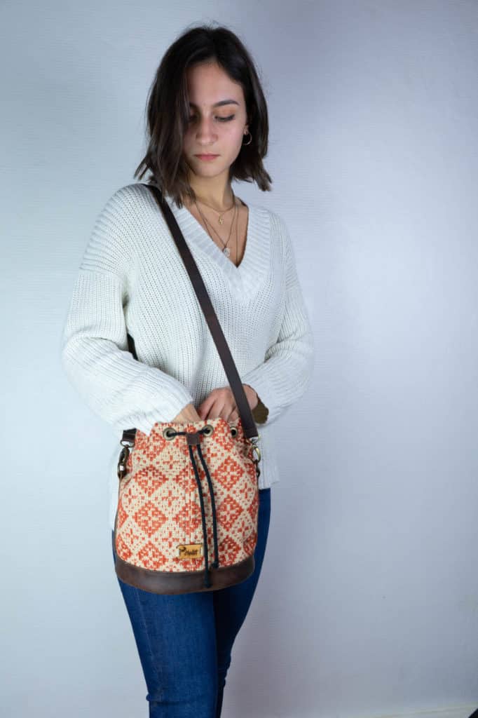 Sac seau rouge Jamdani - PATCHA