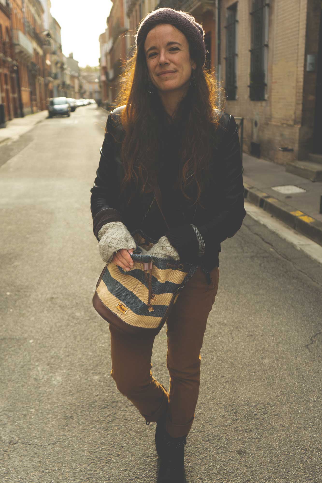 Sac à dos femme en toile de jute et cuir fait-main - POTLA - Bhallot