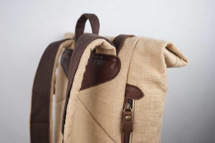 Haut sac à dos en jute ciré - Mini-bosta - Bhallot
